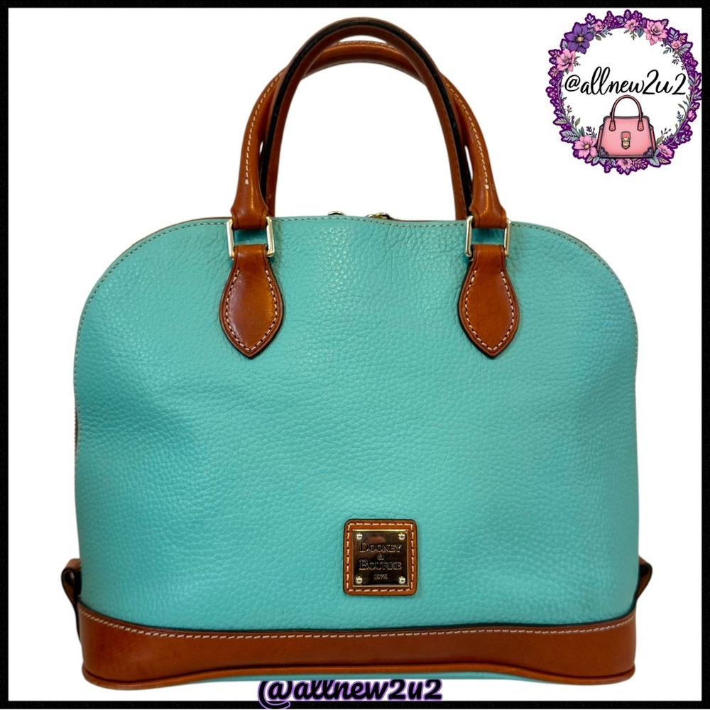 Dooney & Bourke Zip Top Satchel Pebble Leather Spearmint Bag